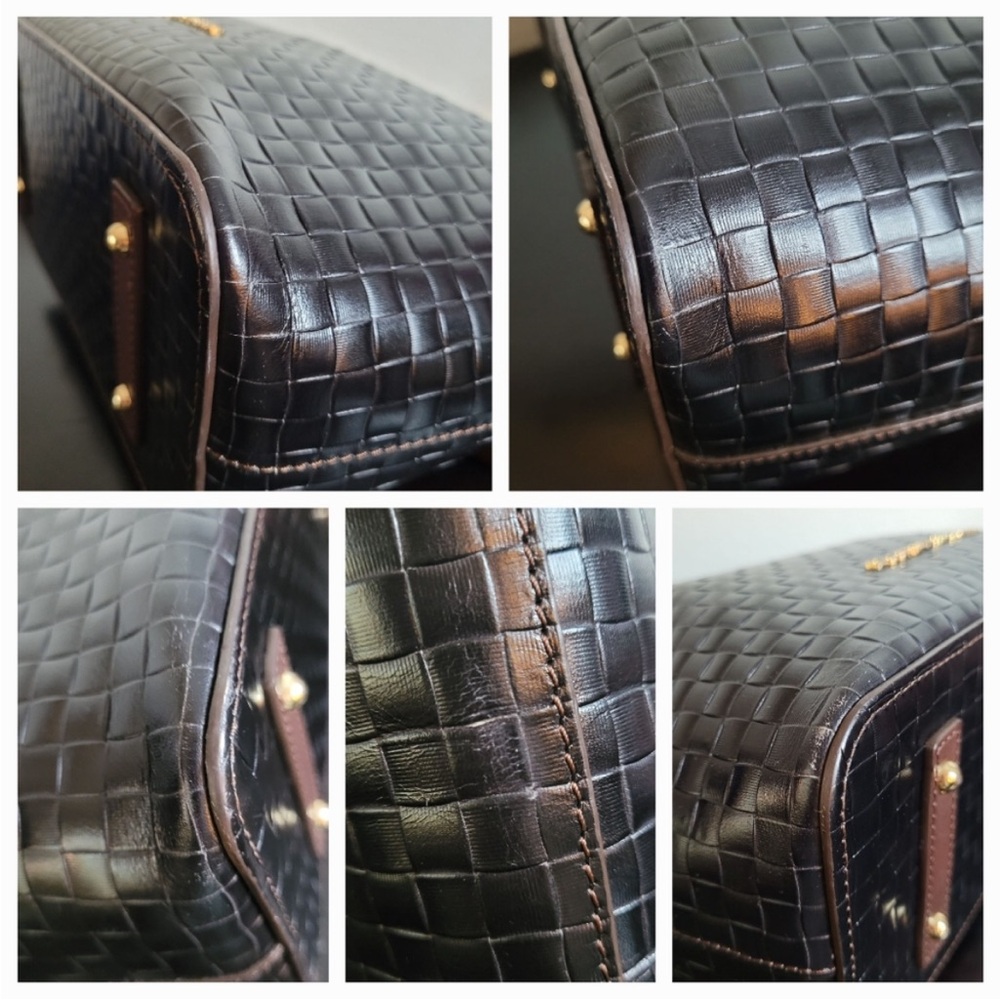 Dooney & Bourke Black Woven Leather Tote with Brown Accents - Picture 16 of 16